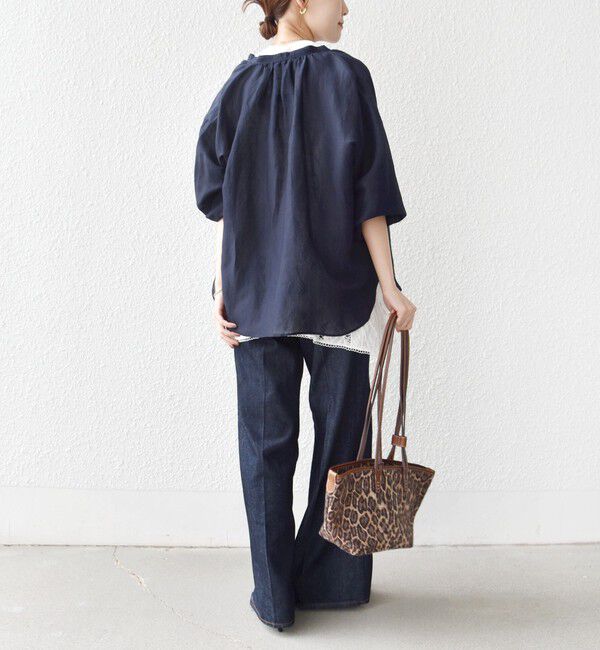 SHIPS for women「【実力派ベーシック】〈手洗い可能〉IMPERIAL LINEN 混 バンドカラー スキッパー シャツ」|シャツ・ブラウス|