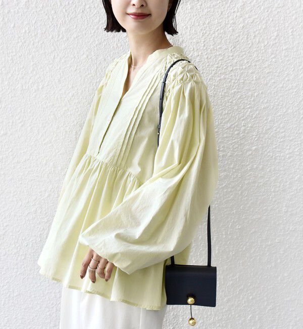 SHIPS for women「【WEB限定】〈手洗い可能〉ショルダー 刺繍 タック ブラウス」|シャツ・ブラウス|
