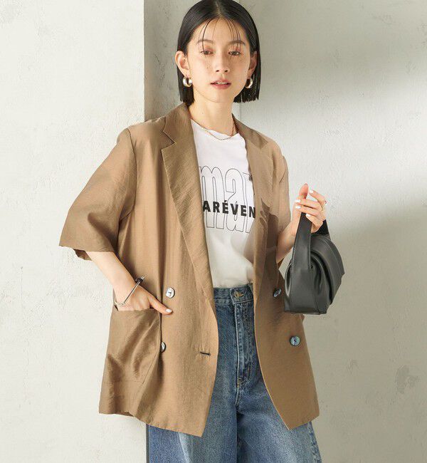 SHIPS for women「【実力派ベーシック】〈手洗い可能〉シルク混 シアー 羽織 半袖 ジャケット」|テーラードジャケット|