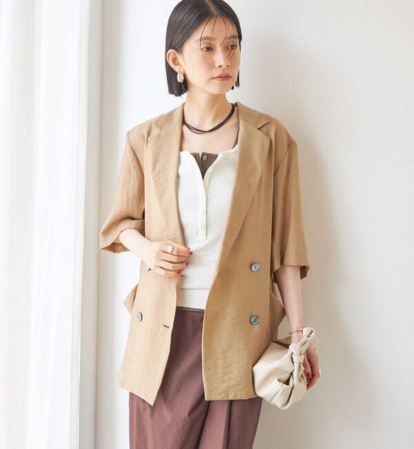 SHIPS for women「【実力派ベーシック】〈手洗い可能〉シルク混 シアー 羽織 半袖 ジャケット」|テーラードジャケット|