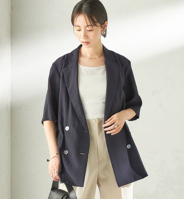 SHIPS for women「【実力派ベーシック】〈手洗い可能〉シルク混 シアー 羽織 半袖 ジャケット」|テーラードジャケット|