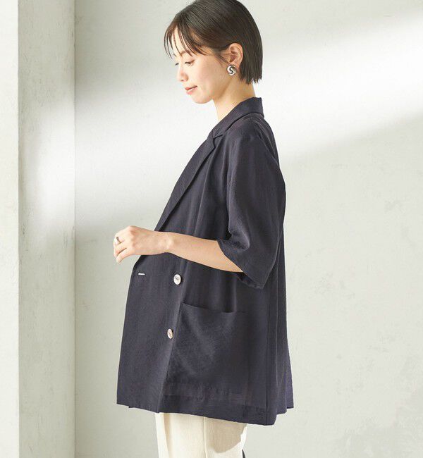 SHIPS for women「【実力派ベーシック】〈手洗い可能〉シルク混 シアー 羽織 半袖 ジャケット」|テーラードジャケット|