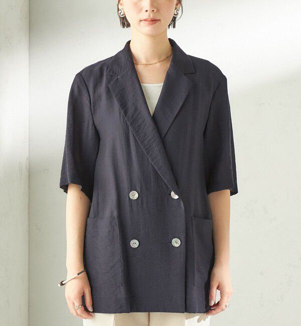 SHIPS for women「【実力派ベーシック】〈手洗い可能〉シルク混 シアー 羽織 半袖 ジャケット」|テーラードジャケット|