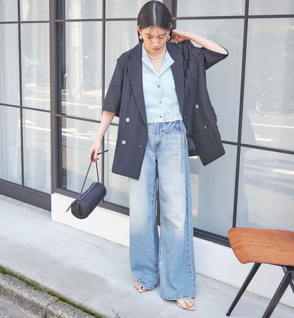 SHIPS for women「【実力派ベーシック】〈手洗い可能〉シルク混 シアー 羽織 半袖 ジャケット」|テーラードジャケット|