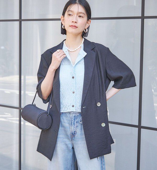 SHIPS for women「【実力派ベーシック】〈手洗い可能〉シルク混 シアー 羽織 半袖 ジャケット」|テーラードジャケット|