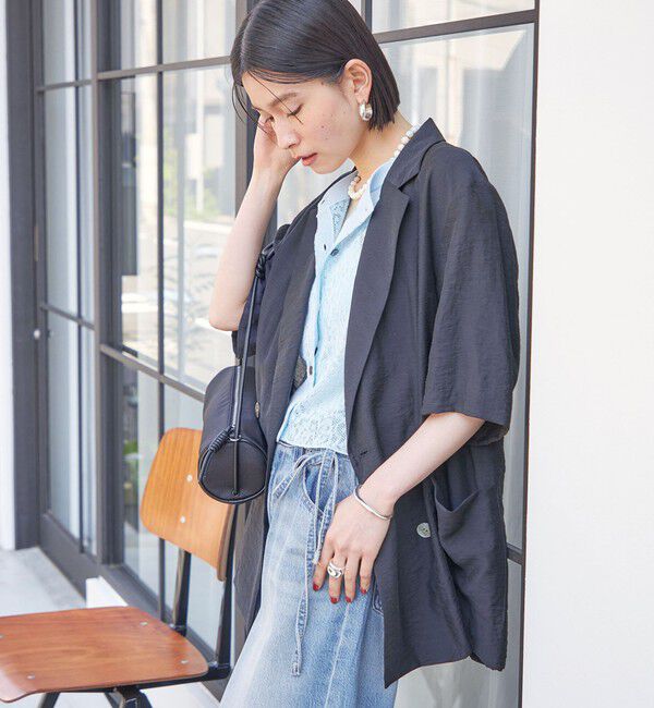 SHIPS for women「【実力派ベーシック】〈手洗い可能〉シルク混 シアー 羽織 半袖 ジャケット」|テーラードジャケット|