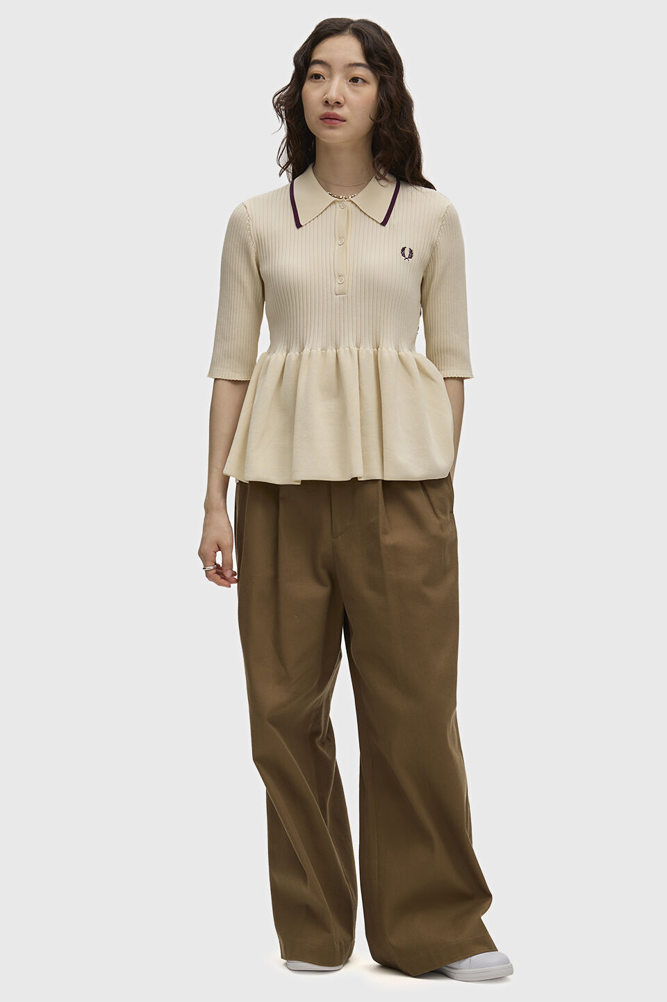 FRED PERRY 「FRED PERRY／Peplum Knitted Shirt／ペプラムニットポロシャツ」|ポロシャツ|