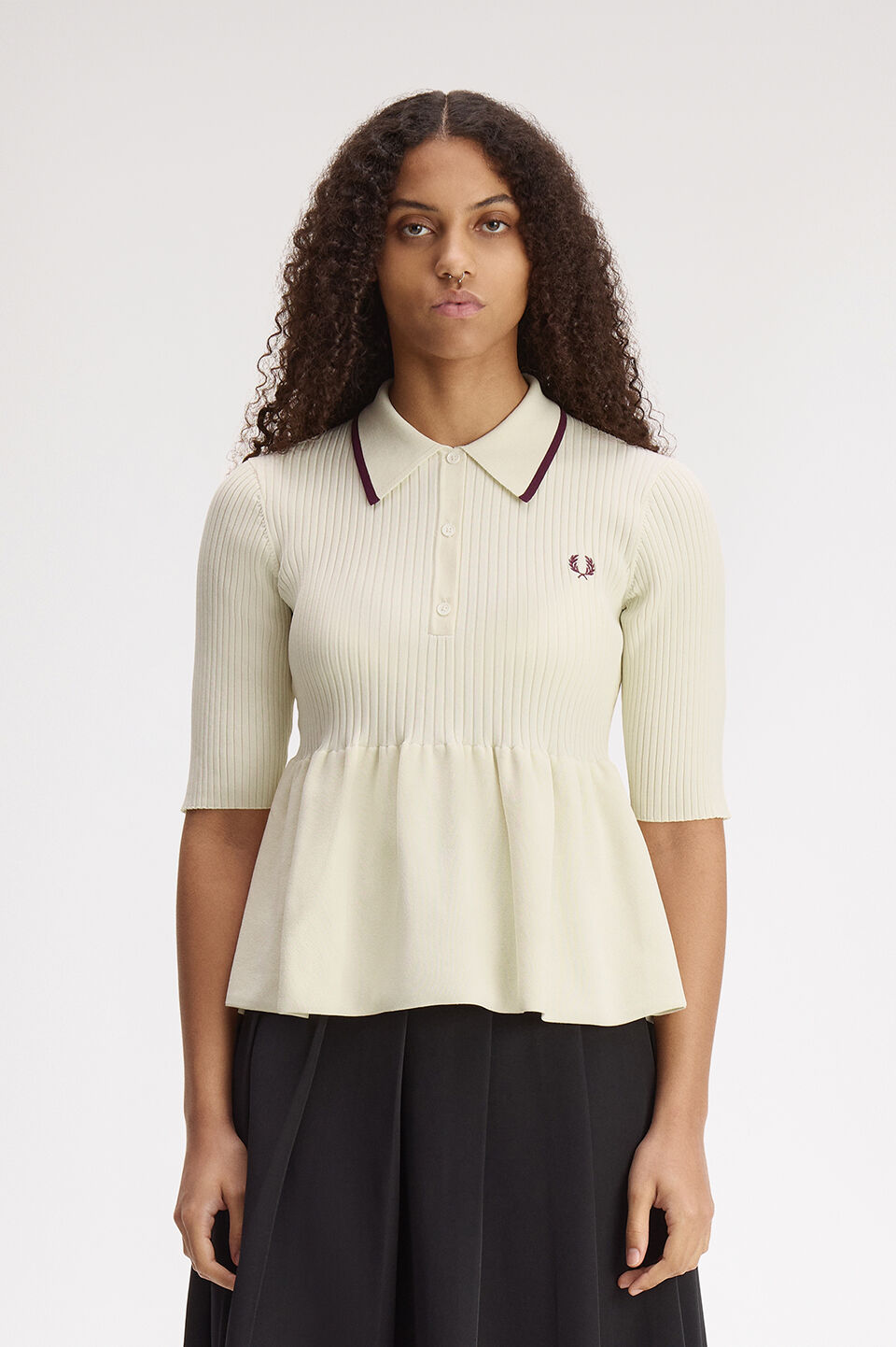 FRED PERRY 「FRED PERRY／Peplum Knitted Shirt／ペプラムニットポロシャツ」|ポロシャツ|