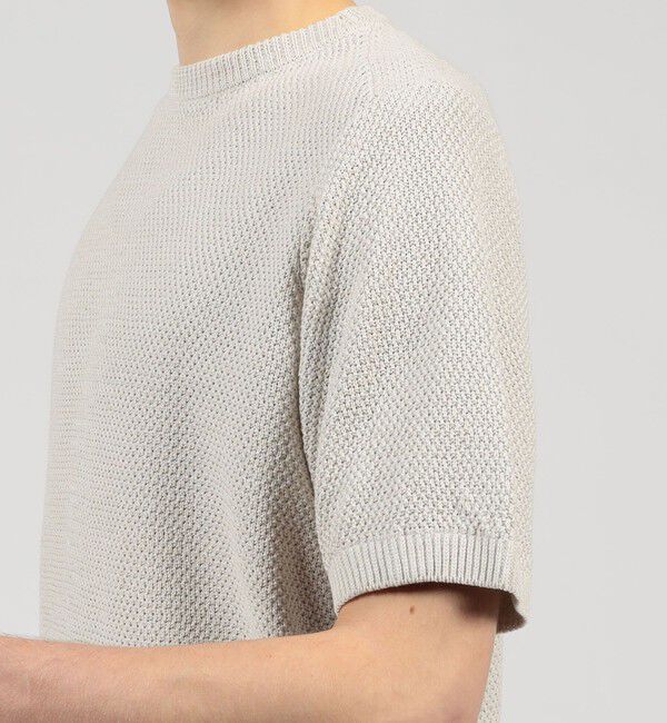 TOMORROWLAND MENS「TOMORROWLAND tricot コットンリネン モスステッチ柄クルーネック半袖ニット」|ニット・セーター|
