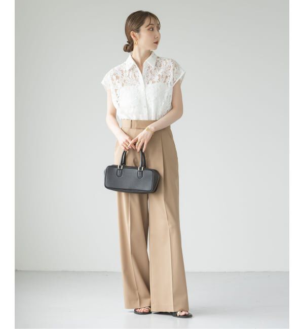 NOBLE「《追加》【洗える】ボタニカルレースフレンチスリーブブラウス」|シャツ・ブラウス|