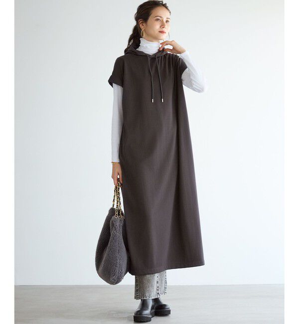 23区「【SLOW/一部店舗限定】コットンライクテリー フーディー ワンピース」|ワンピース|