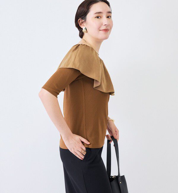 NOLLEY'S「ウォッシャブルフィブリルサテンドッキングフリルプルオーバー」|Tシャツ・カットソー|