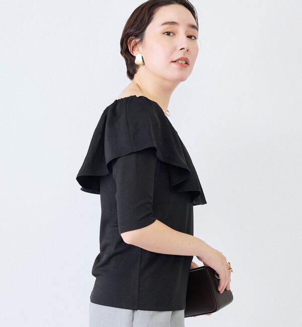 NOLLEY'S「ウォッシャブルフィブリルサテンドッキングフリルプルオーバー」|Tシャツ・カットソー|