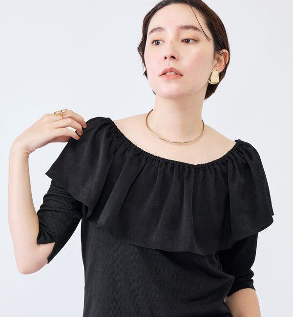 NOLLEY'S「ウォッシャブルフィブリルサテンドッキングフリルプルオーバー」|Tシャツ・カットソー|