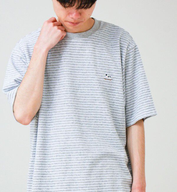GLOSTER「【夏素材で快適】フレブルパイルTEE ワンポイント刺繍」|Tシャツ・カットソー|グレー系その他