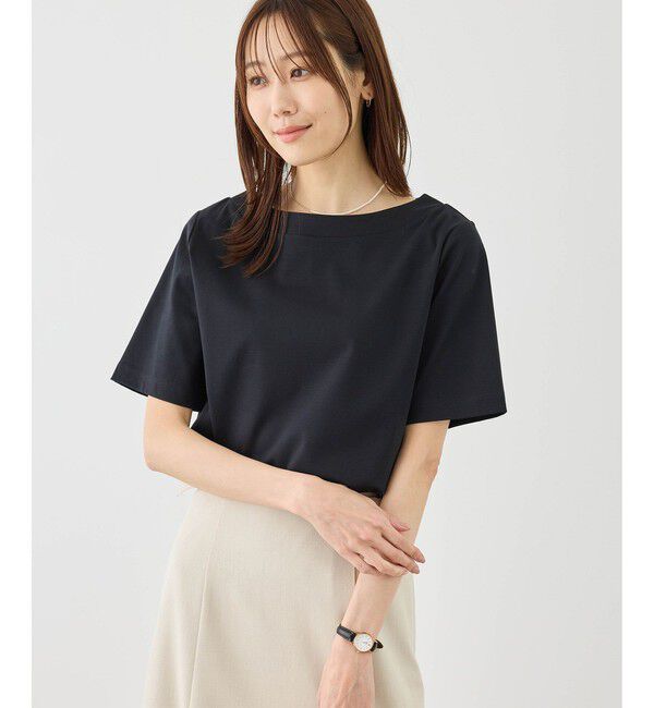 Rope&rsquo;Picnic「60シルケットボートネックハーフスリーブジャケットインナー」|Tシャツ・カットソー|