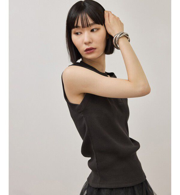 ADAM ET ROPE'「チュールベルト付キーネックトップス」|Tシャツ・カットソー|