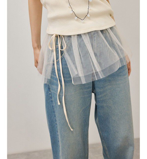 ADAM ET ROPE'「チュールベルト付キーネックトップス」|Tシャツ・カットソー|