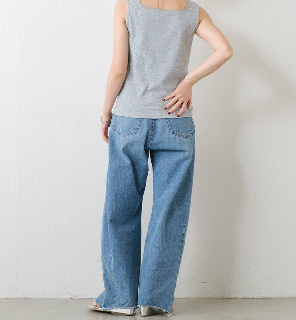  「【万能インナー】 シアー切り替えスクエアタンクトップ」|Tシャツ・カットソー|