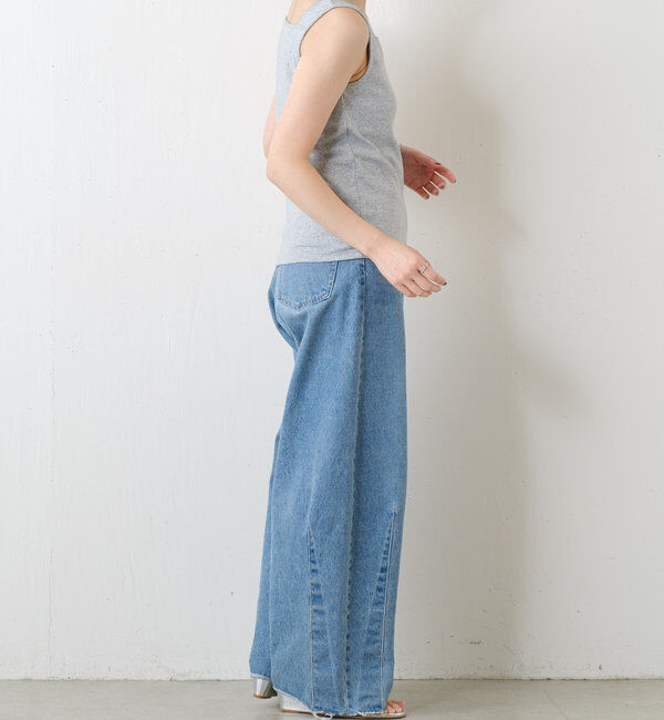  「【万能インナー】 シアー切り替えスクエアタンクトップ」|Tシャツ・カットソー|