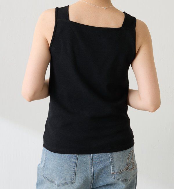  「【万能インナー】 シアー切り替えスクエアタンクトップ」|Tシャツ・カットソー|