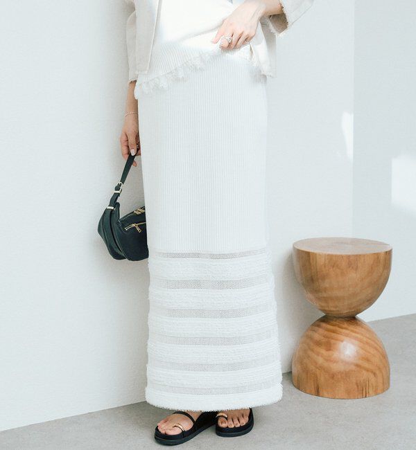  「フリンジボーダーニットスカート」|スカート|