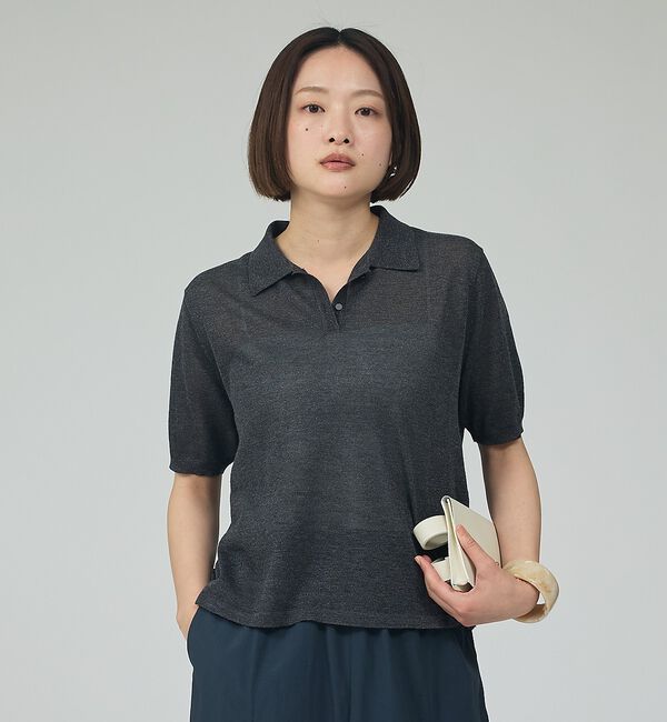 qualite「ラメポロニットTシャツ」|Tシャツ・カットソー|