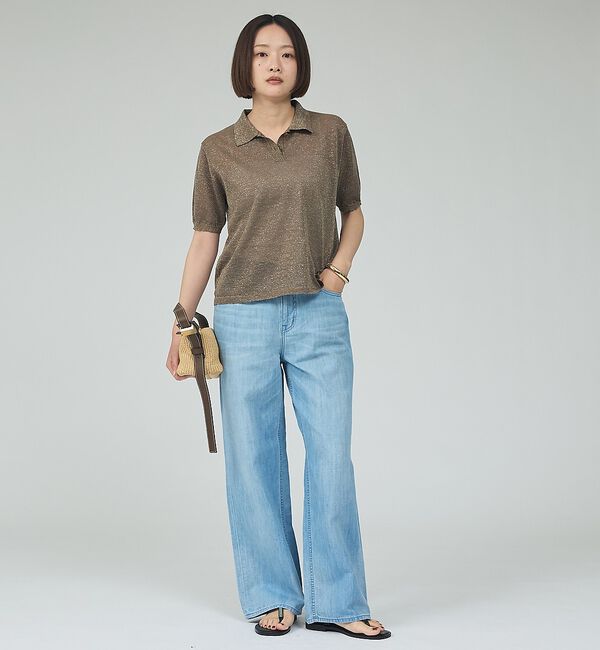qualite「ラメポロニットTシャツ」|Tシャツ・カットソー|