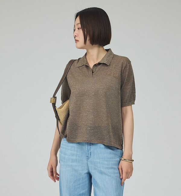 qualite「ラメポロニットTシャツ」|Tシャツ・カットソー|