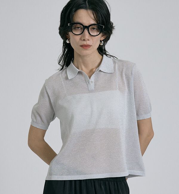 qualite「ラメポロニットTシャツ」|Tシャツ・カットソー|