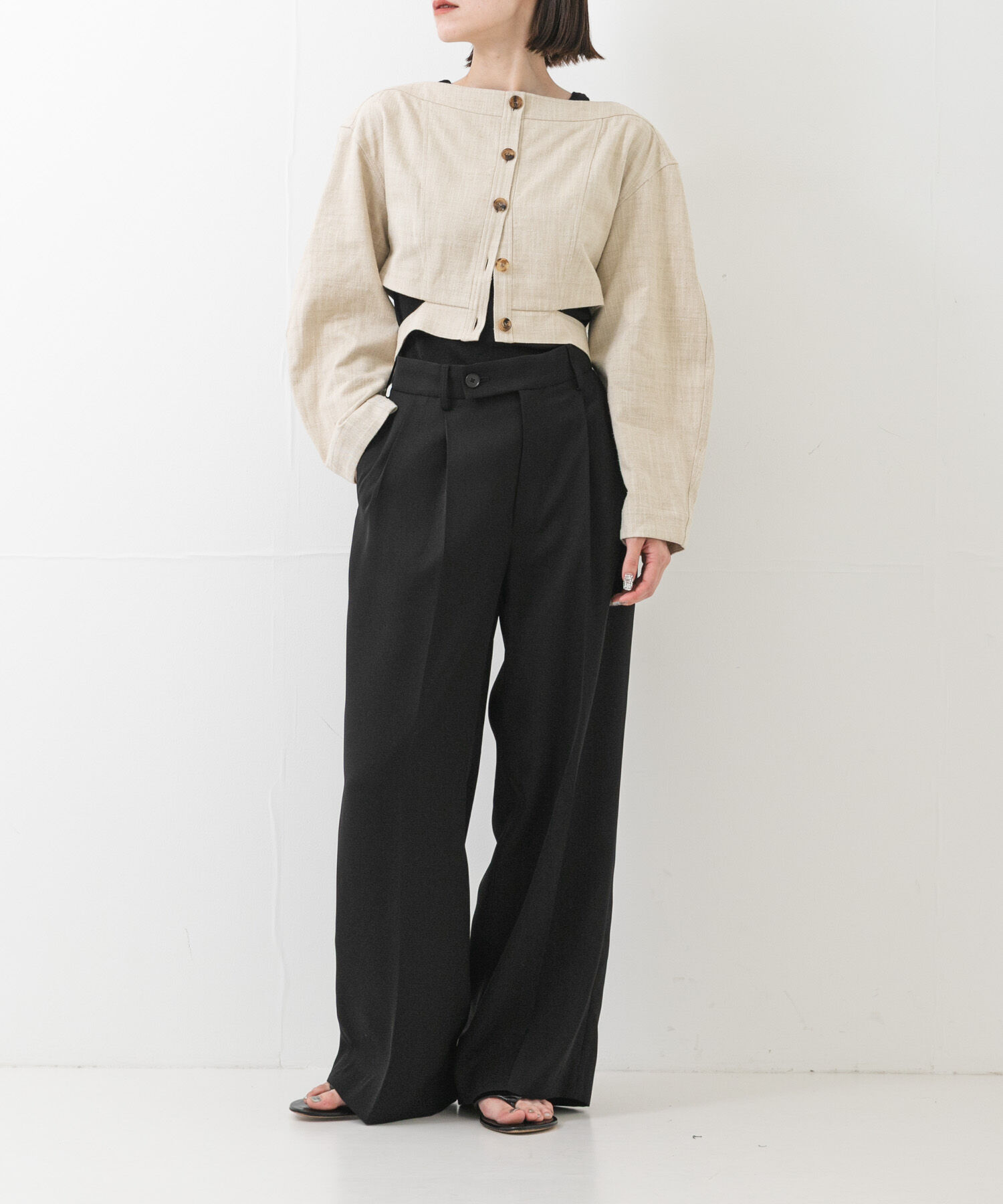 URBAN RESEARCH「new basic　SLAB NEP BELT JACKET」|ノーカラーコート|