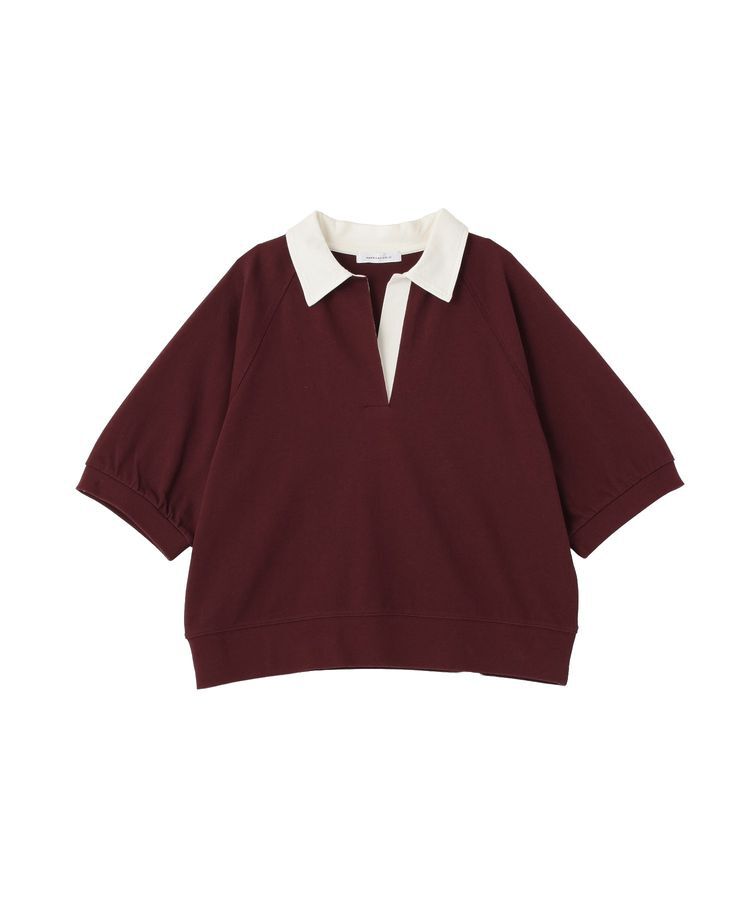 AMERICAN HOLIC「衿配色5分袖ラガーシャツ」|Tシャツ・カットソー|Bordeaux