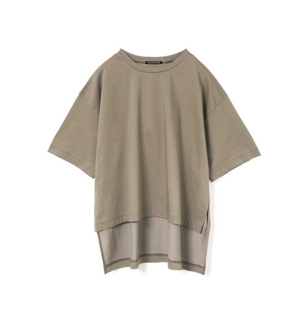 mizuiro ind「mizuiro ind サイドスリットワイドチュニックTシャツ」|Tシャツ・カットソー|ベージュ