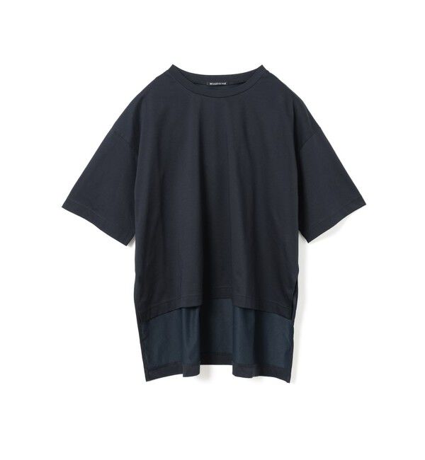 mizuiro ind「mizuiro ind サイドスリットワイドチュニックTシャツ」|Tシャツ・カットソー|ネイビー