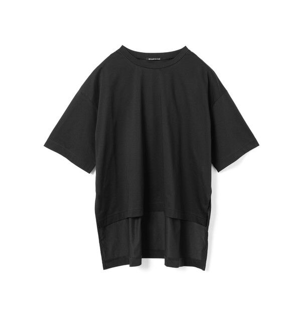 mizuiro ind「mizuiro ind サイドスリットワイドチュニックTシャツ」|Tシャツ・カットソー|ブラック