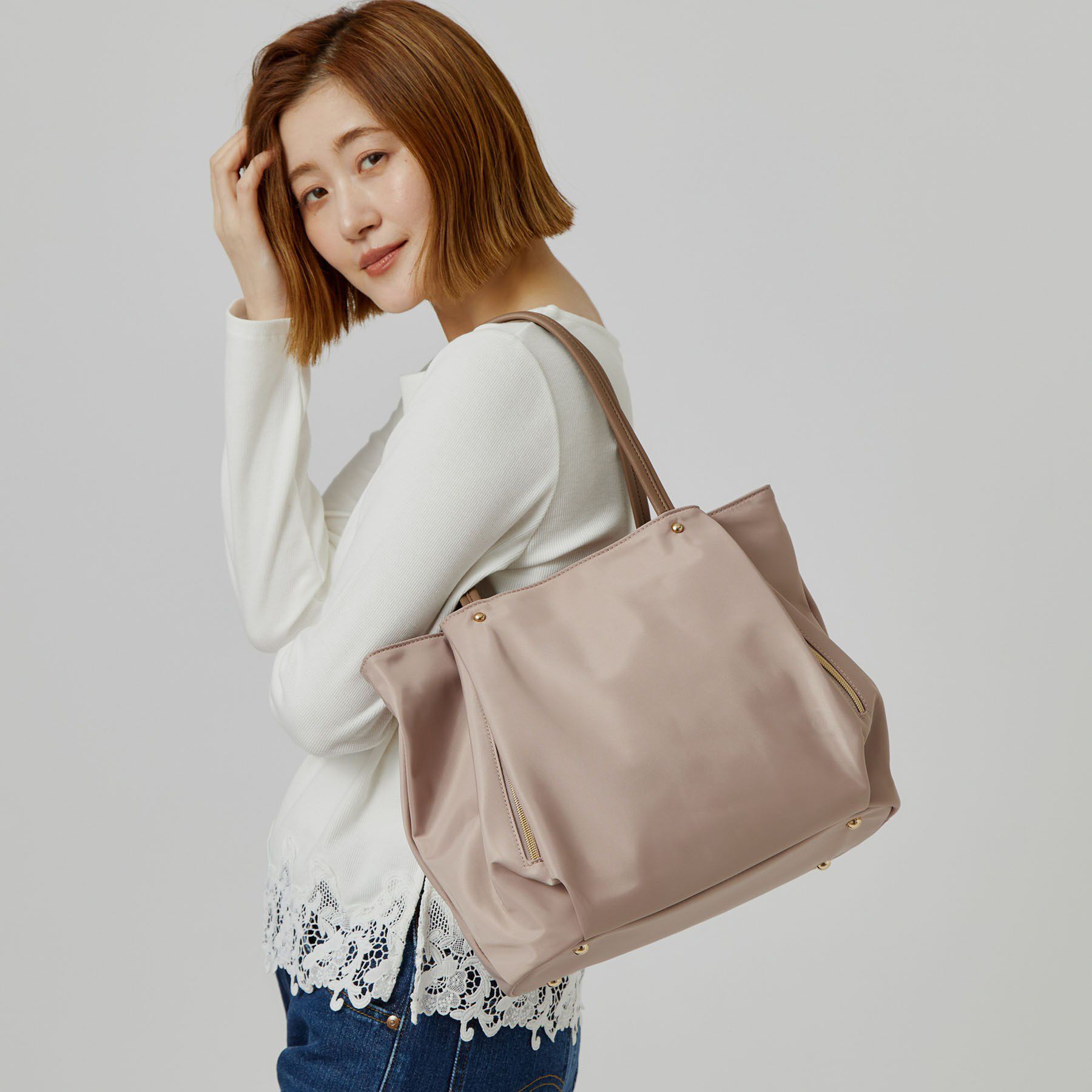 grove「【撥水・A4】タック多収納トート」|トートバッグ|