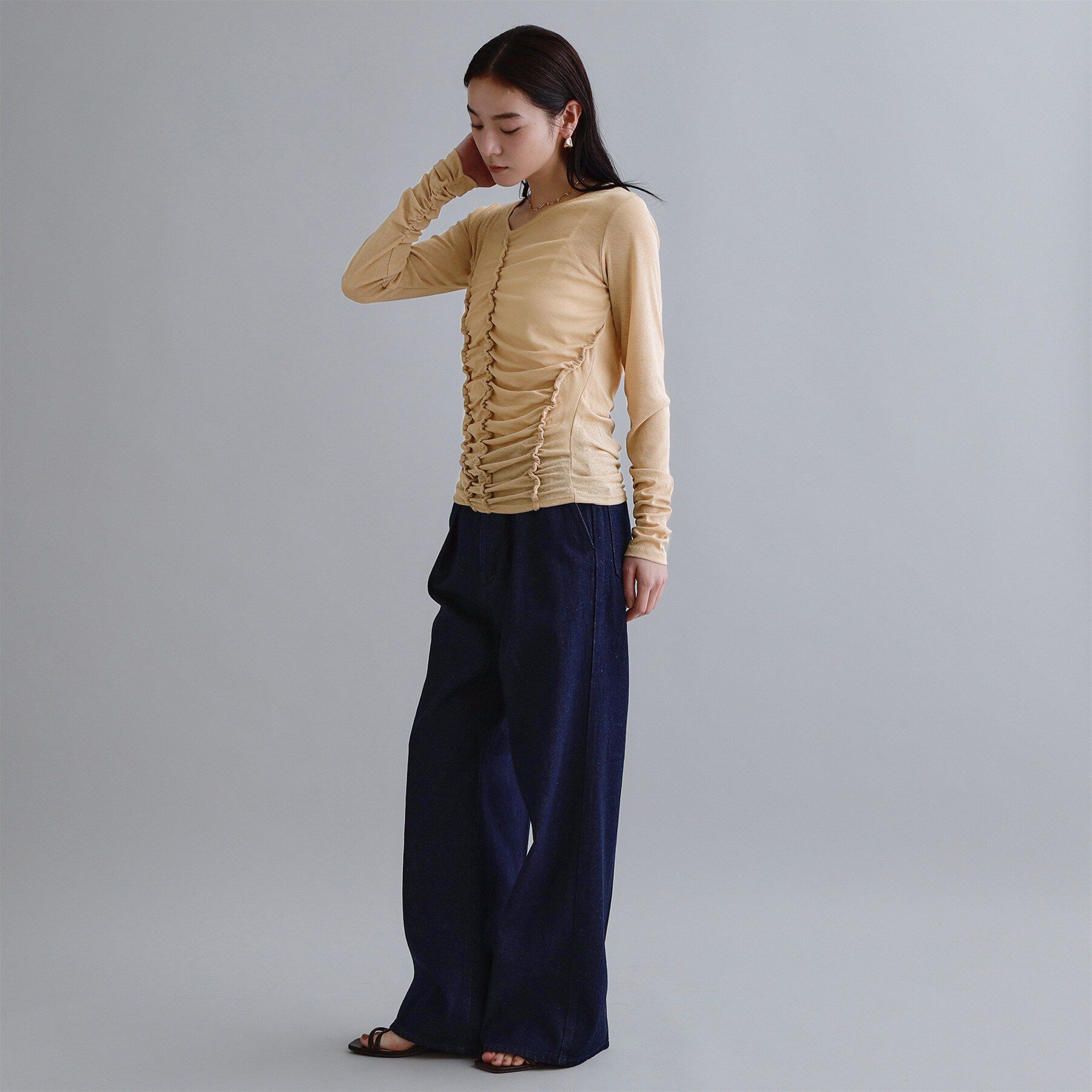 OPAQUE.CLIP「【es】アシンメトリーシャーリング シアーカットソー【洗濯機OK】」|Tシャツ・カットソー|