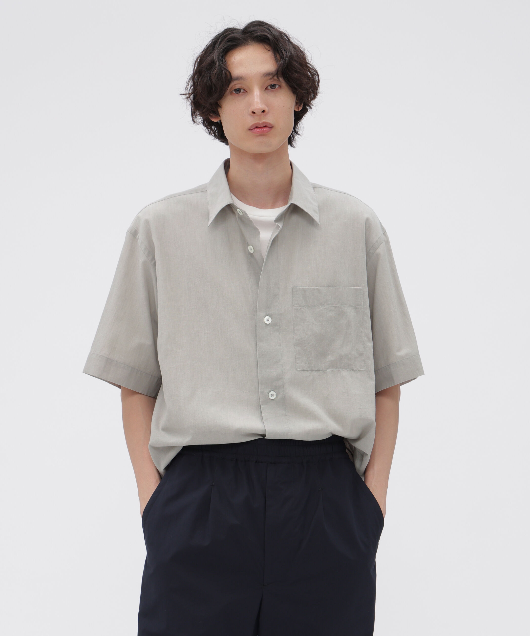 MARGARET HOWELL「COTTON WOOL VOILE SHIRT」|シャツ・ブラウス|LIGHT GREY1
