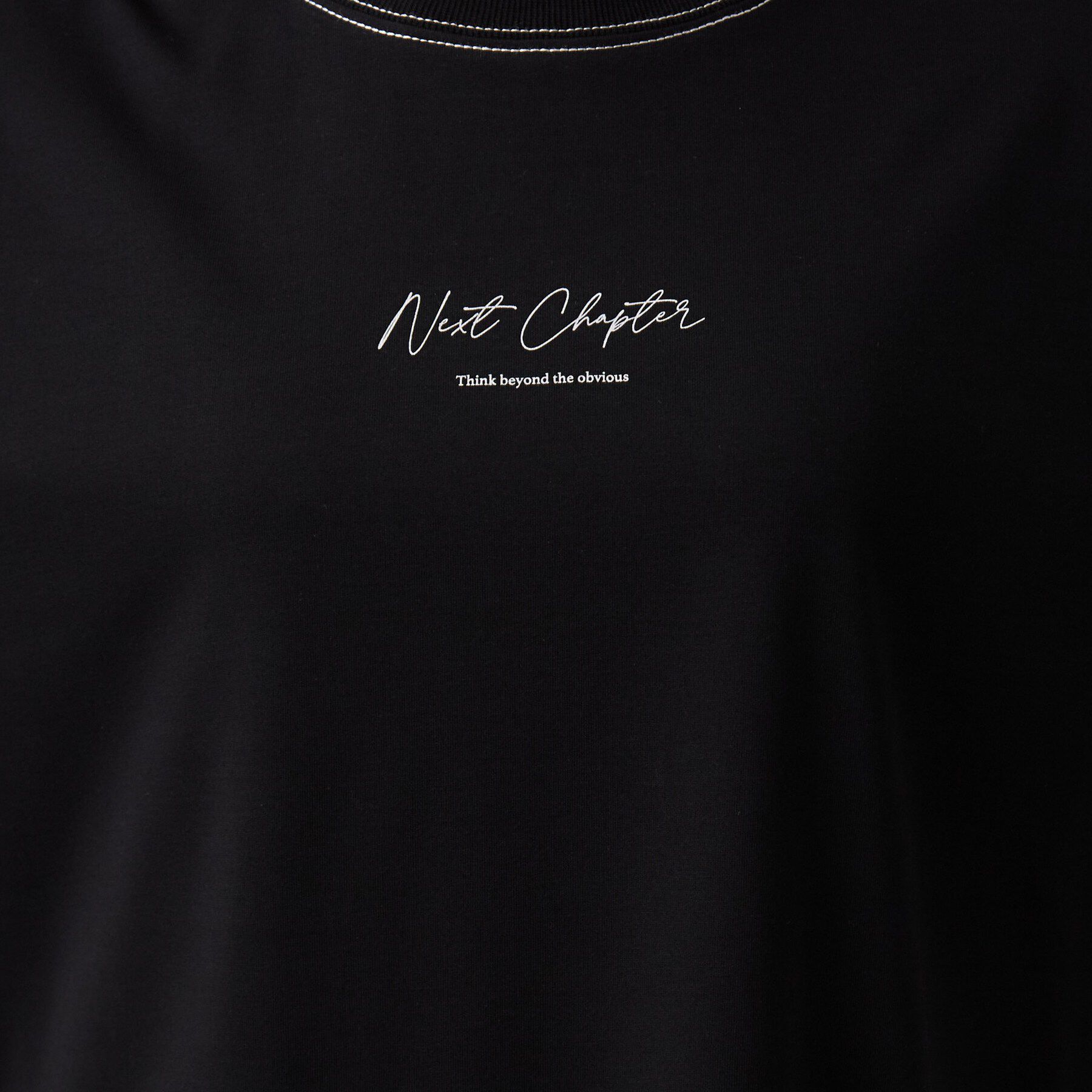SHOO･LA･RUE「【S-LL/体型カバー】インせず着られる 配色ステッチ 5分袖ロゴTシャツ」|Tシャツ・カットソー|