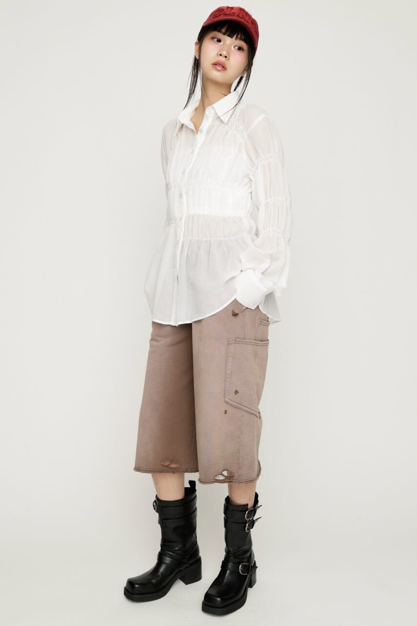 SLY「ASYMMETRY SHIRRING SHEER シャツ」|シャツ・ブラウス|