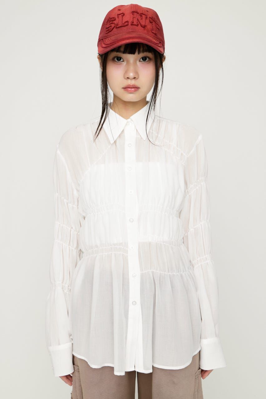 SLY「ASYMMETRY SHIRRING SHEER シャツ」|シャツ・ブラウス|