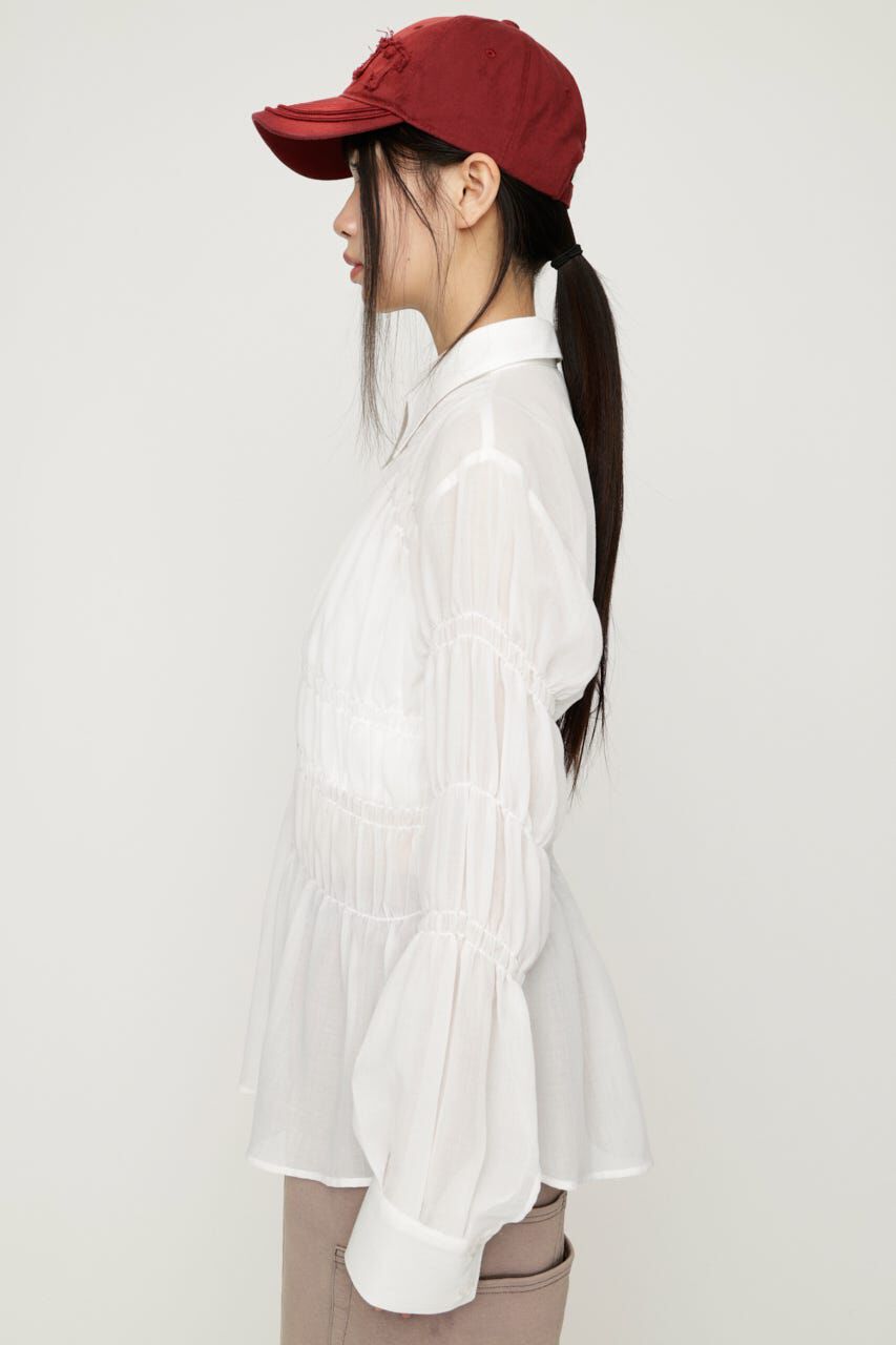 SLY「ASYMMETRY SHIRRING SHEER シャツ」|シャツ・ブラウス|