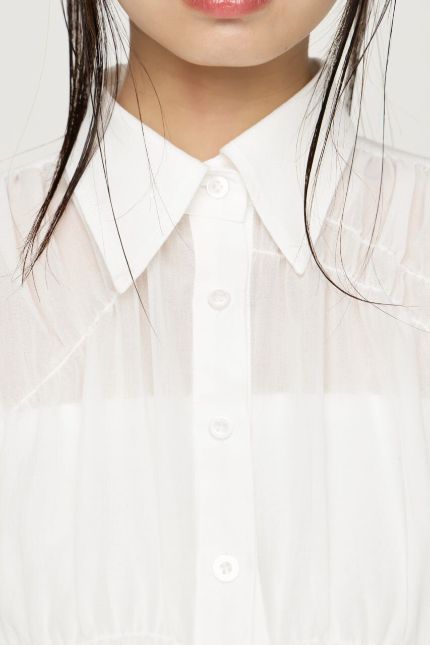 SLY「ASYMMETRY SHIRRING SHEER シャツ」|シャツ・ブラウス|