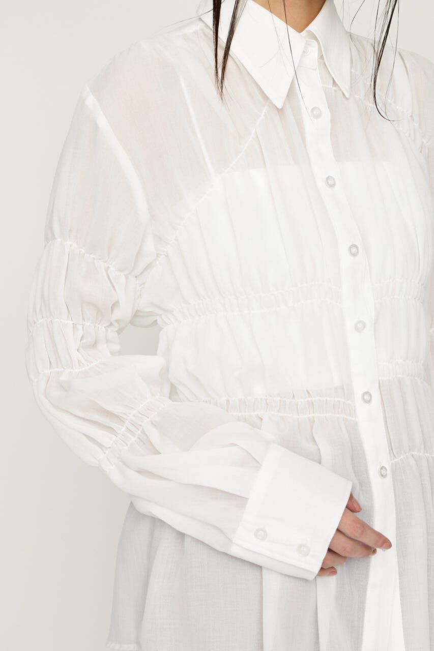 SLY「ASYMMETRY SHIRRING SHEER シャツ」|シャツ・ブラウス|