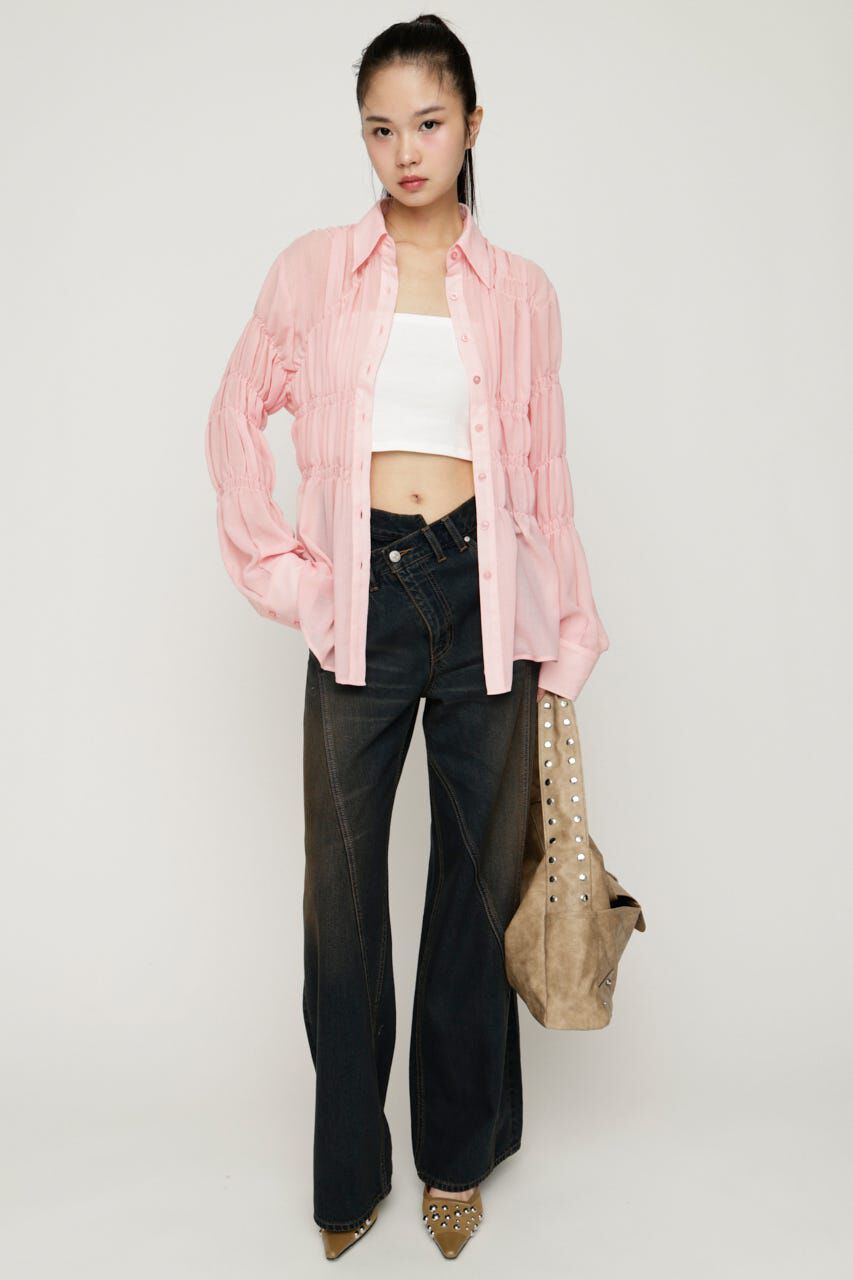 SLY「ASYMMETRY SHIRRING SHEER シャツ」|シャツ・ブラウス|