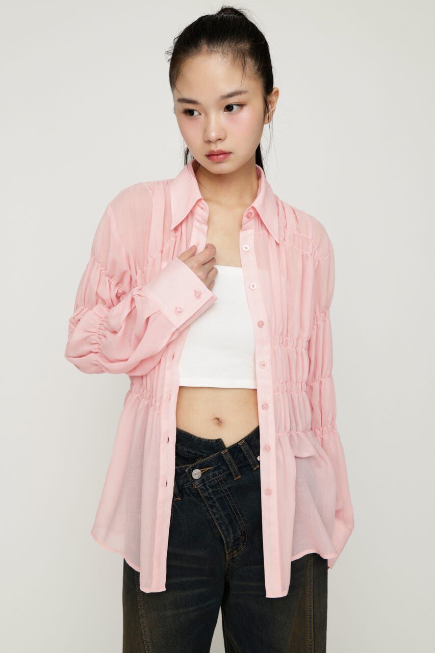 SLY「ASYMMETRY SHIRRING SHEER シャツ」|シャツ・ブラウス|