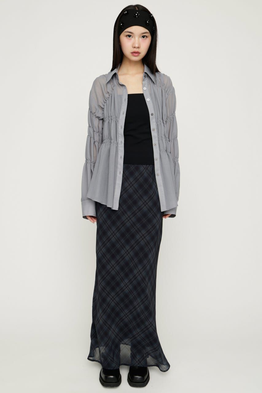 SLY「ASYMMETRY SHIRRING SHEER シャツ」|シャツ・ブラウス|