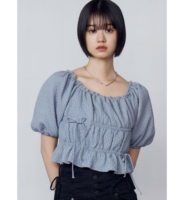 EMODA「2WAYギャザーショルダートップ」|Tシャツ・カットソー|ブルー
