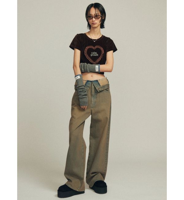 EMODA「フォールドベルトルーズジーンズ」|デニム|