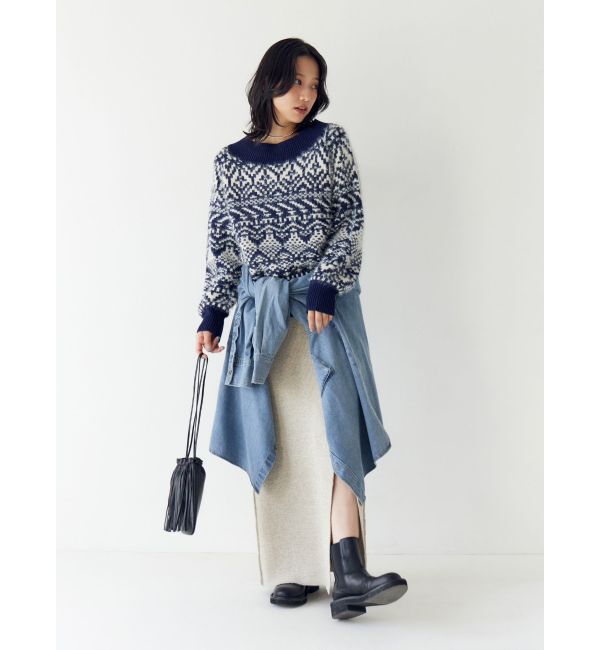 Ungrid「【WEB限定】オフショルジャカードニット」|ニット・セーター|